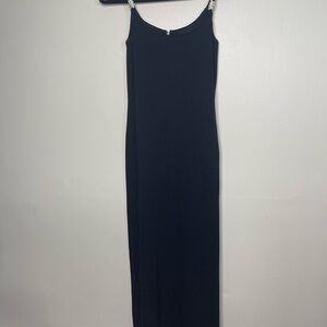 St. John Elegant Black Maxi Slip Sheath Dress Jewelry Detail Satin Straps Sz 6